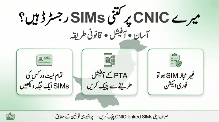 How many SIMs on my CNIC in Pakistan showing official PTA method to check all registered SIMs legally